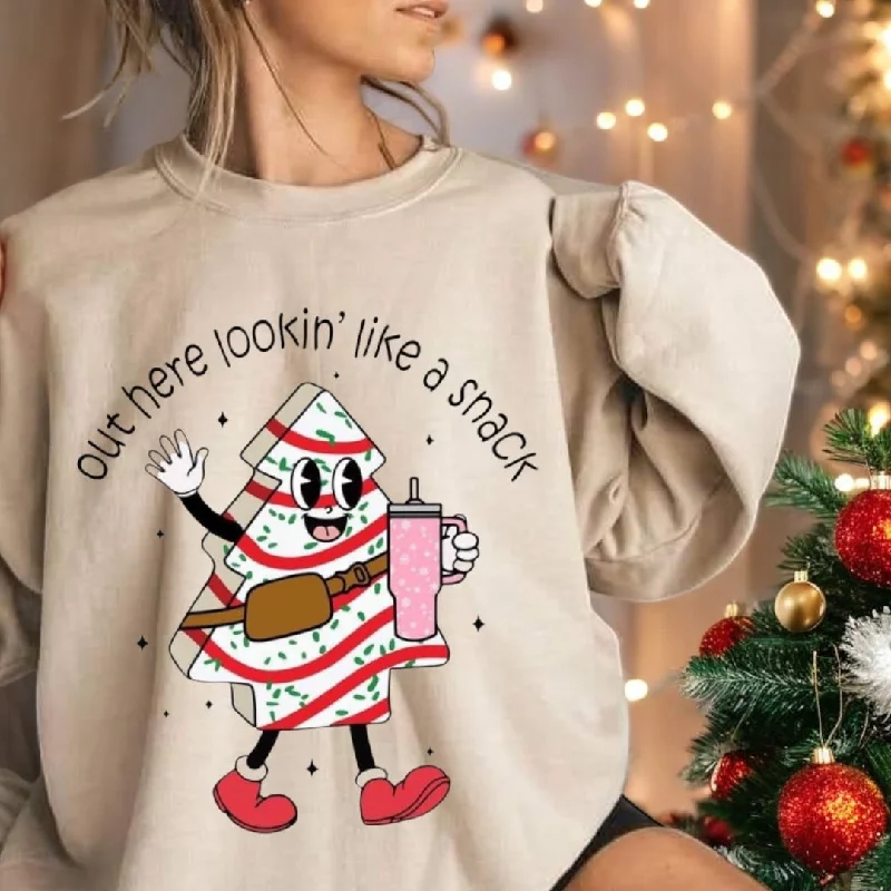 Out Here Lookin' Like a Snack Sweatshirt Hoodie with Hem Drawcord Adjustable Customizable Out Here Lookin' Like a Snack Sweatshirt Hoodie with Hem Drawcord Adjustable Customizable