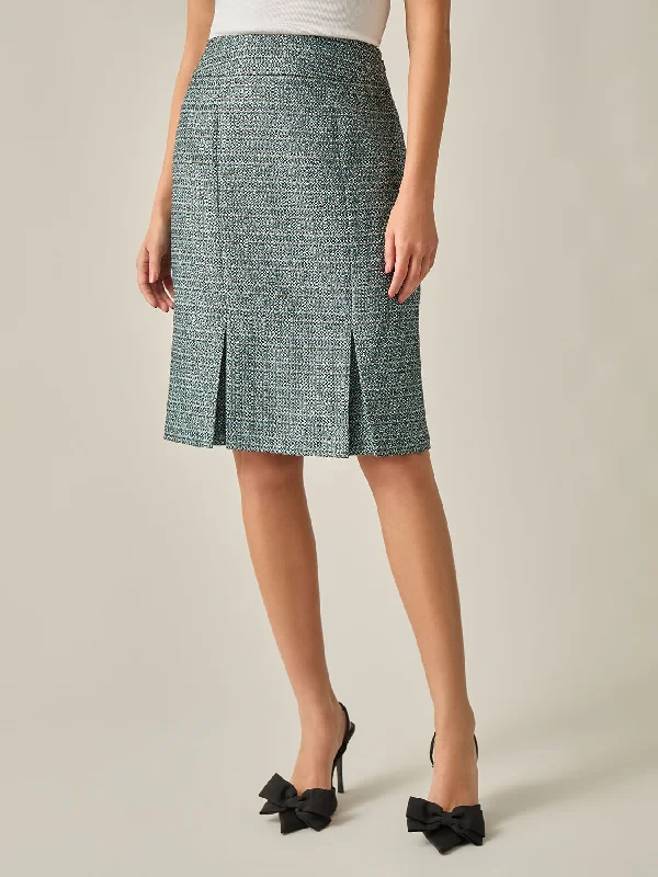 Panel Pleat Skirt, Tweed low waist skirt