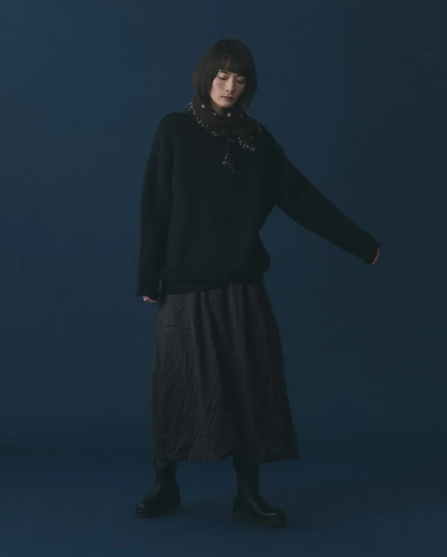 PIN DOT CRINKLE SKIRT / NAVY leather skirt durable