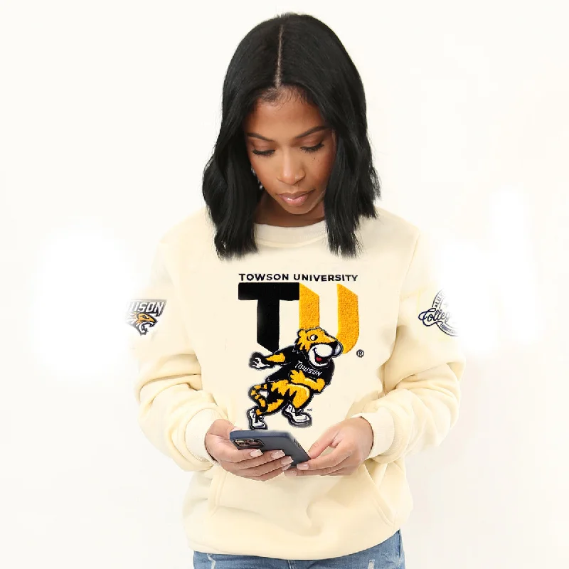 TOWSON | CREAM (Chenille) ARCH  Unisex Sweatshirt Hoodie with Half-Zip Sporty Casual
