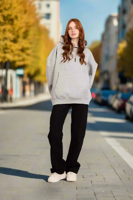 Sweat Shirt Unisex Loose Fit Solid Hoodie Hoodie with Color Block Contrast Stylish