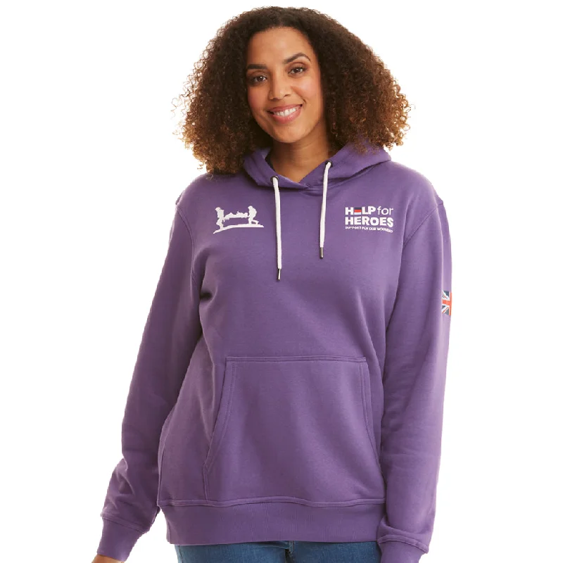 Purple Heritage Pullover Hoody Hoodie with Hem Embroidery Detailed Premium