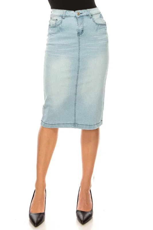 Rosa Light Denim Skirt boho skirt vibe