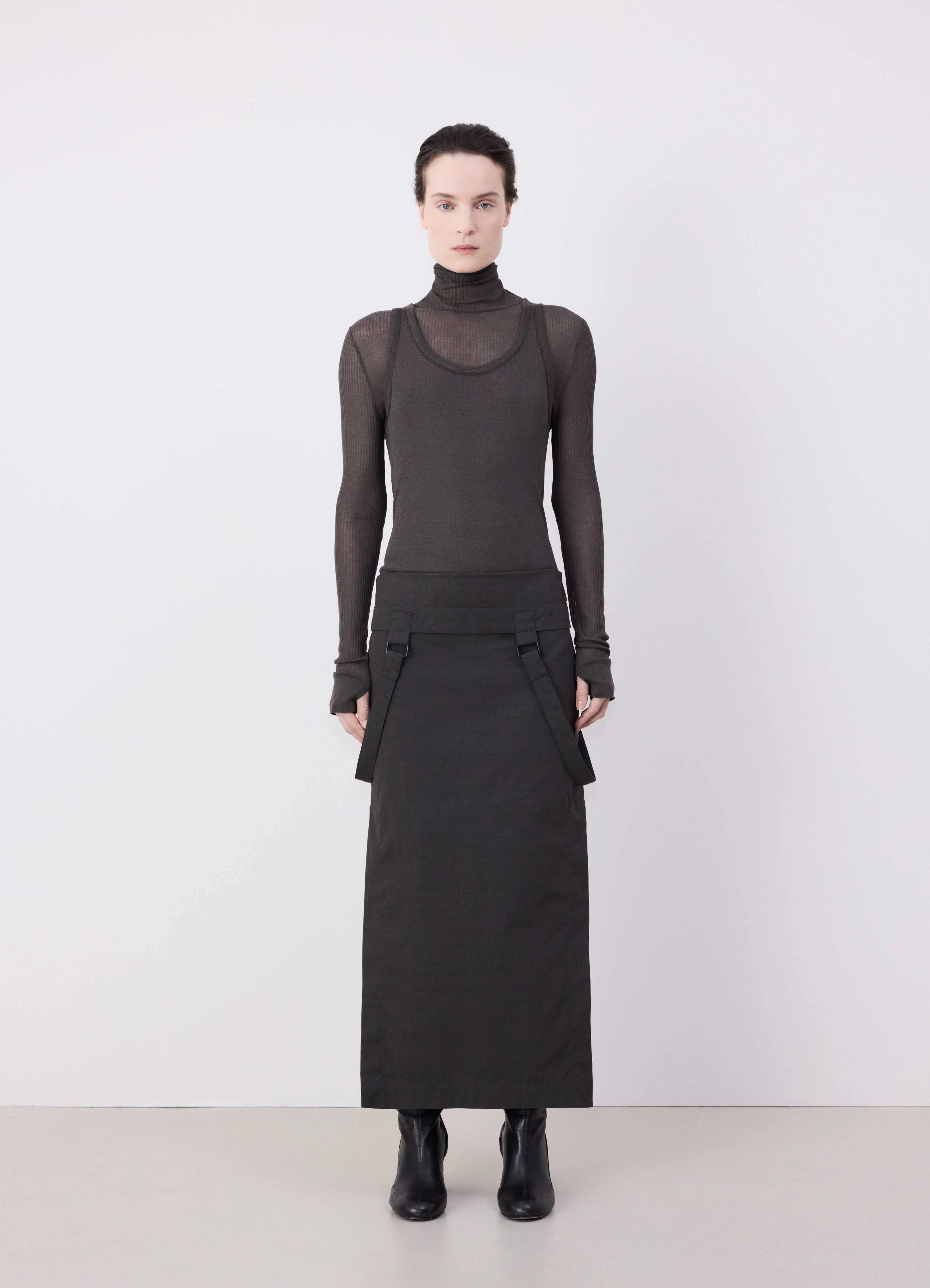 SKIRT WITH STRAPS wool skirt warm