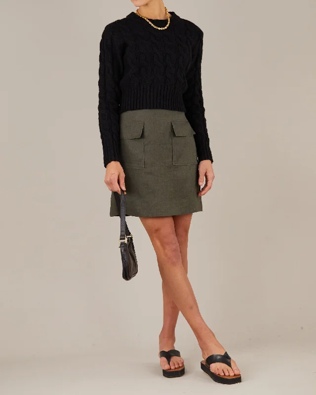 Stockton Mini Skirt - Moss elastic waist skirt