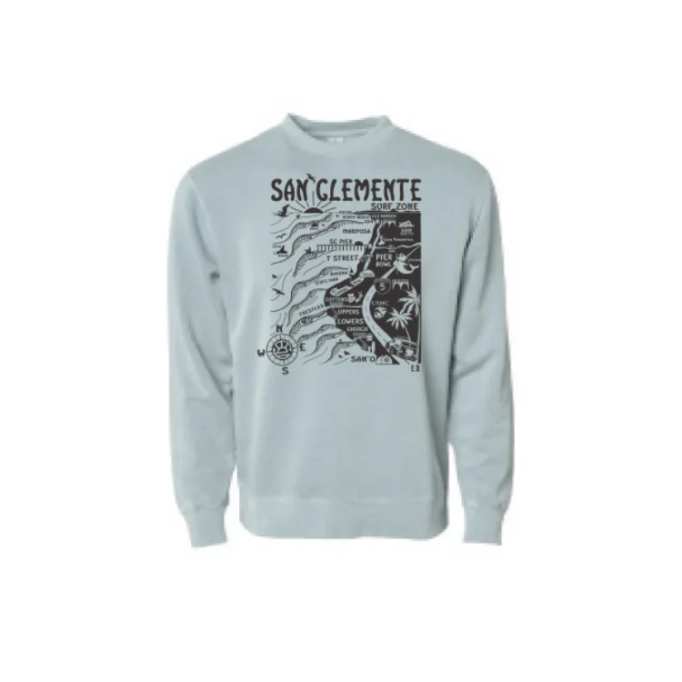 SunDiego SAN CLEMENTE MAP SWEATSHIRT - SAGE/BLACK Hoodie with Toggle Buttons Decorative Unique SunDiego SAN CLEMENTE MAP SWEATSHIRT - SAGE/BLACK Hoodie with Toggle Buttons Decorative Unique