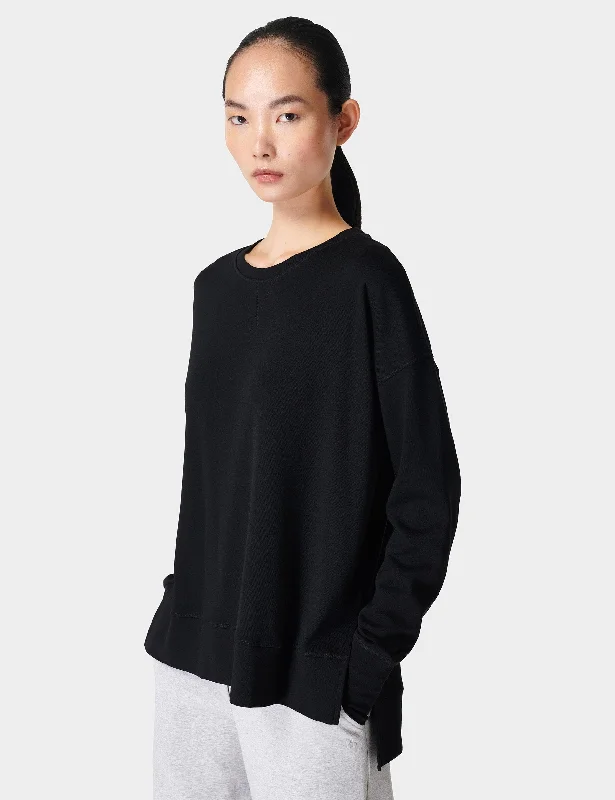 After Class Longline Sweatshirt - Black Hoodie with Monochrome Minimalist Simple