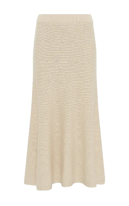 Titan Knit Midi Skirt in Ivory Cashmere wool skirt thick