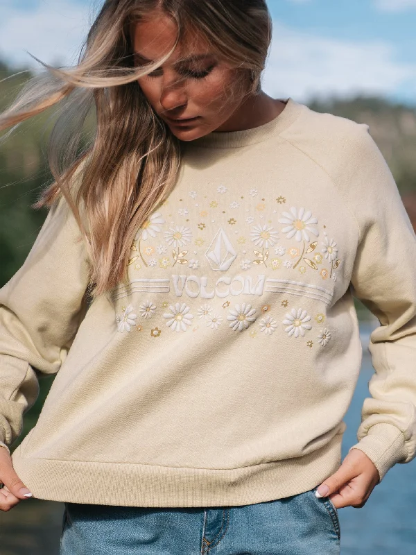 Truly Deal Crew Sweatshirt - Khaki Hoodie with Monochrome Minimalist Simple