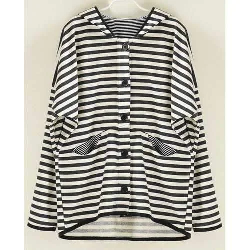 Casual Striped Single-Breasted Long Sleeve Women's Hoodie - Blue One Size(fit Size Xs To M) Hoodie with Crew Neck Simple Timeless Casual Striped Single-Breasted Long Sleeve Women's Hoodie - Blue One Size(fit Size Xs To M) Hoodie with Crew Neck Simple Timeless