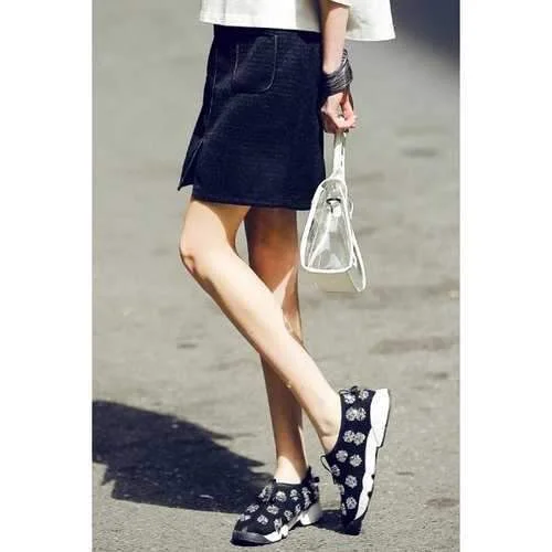 Chic Mid-Waisted Pocket Design Front Slit Women's Mini Skirt - Black S linen skirt relaxed