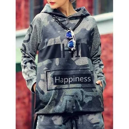 Casual Long Sleeve Printed Loose-Fitting Hoodie For Women - Gray One Size(fit Size Xs To M) Hoodie with Batwing Sleeves Loose Dramatic Casual Long Sleeve Printed Loose-Fitting Hoodie For Women - Gray One Size(fit Size Xs To M) Hoodie with Batwing Sleeves Loose Dramatic