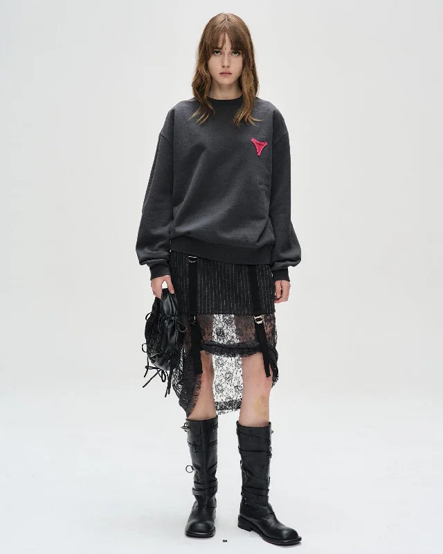 UNISEX STOOL PATCH LOGO SWEATSHIRTS atb1272u(CHARCOAL) Hoodie with Camouflage Military Edgy