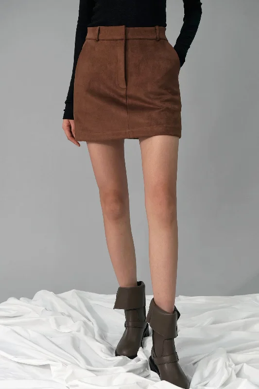 Verna Suede Mini Skirt linen skirt relaxed