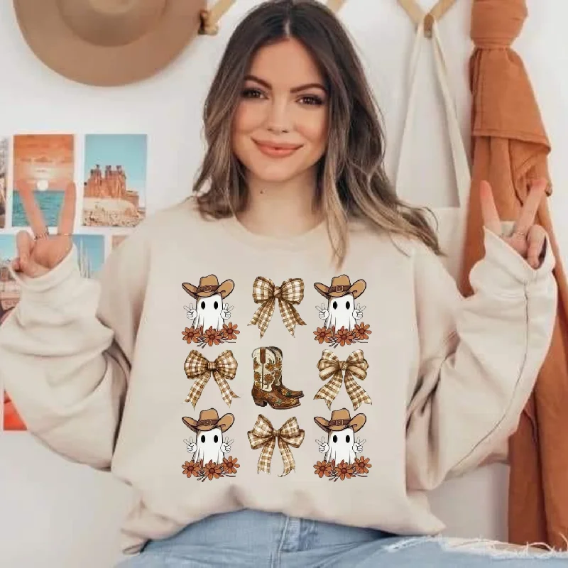 Western Ghost & Bows Sweatshirt Hoodie Sweatshirt Pullover