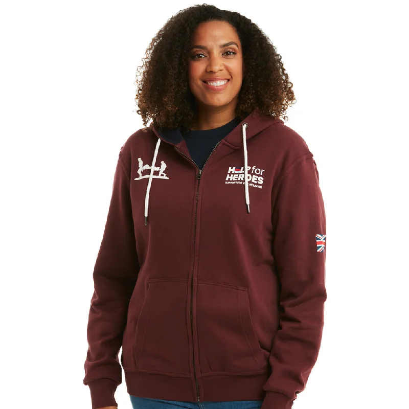 Burgundy Heritage Zipped Hoody Hoodie with Applique Textured Unique