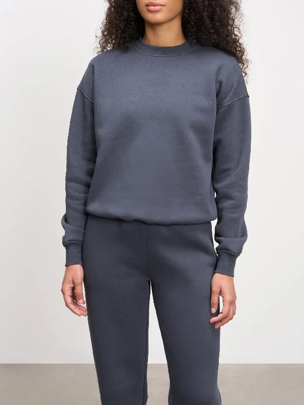 Womens Neoprene Sweatshirt in Slate Blue Hoodie with Tie-Dye Psychedelic Retro