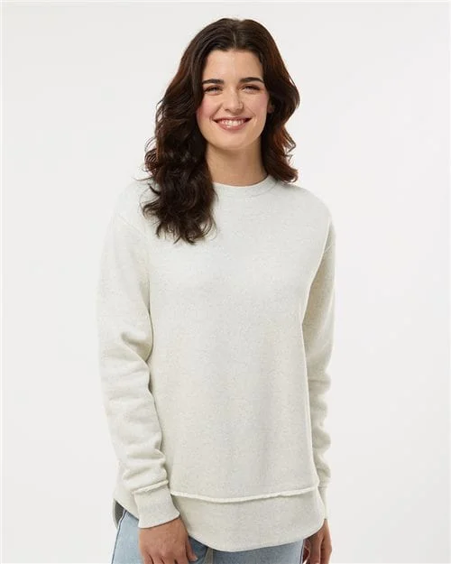Women's Weekend Fleece Crewneck Sweatshirt Hoodie with Distressed Vintage Worn