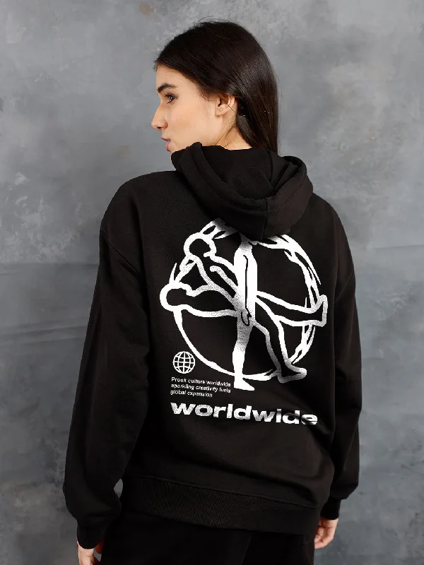 Worldwide Women Drop Shoulder Premium Terry Hoodie Hoodie with Ribbed Cuffs Snug Fit Comfort Worldwide Women Drop Shoulder Premium Terry Hoodie Hoodie with Ribbed Cuffs Snug Fit Comfort