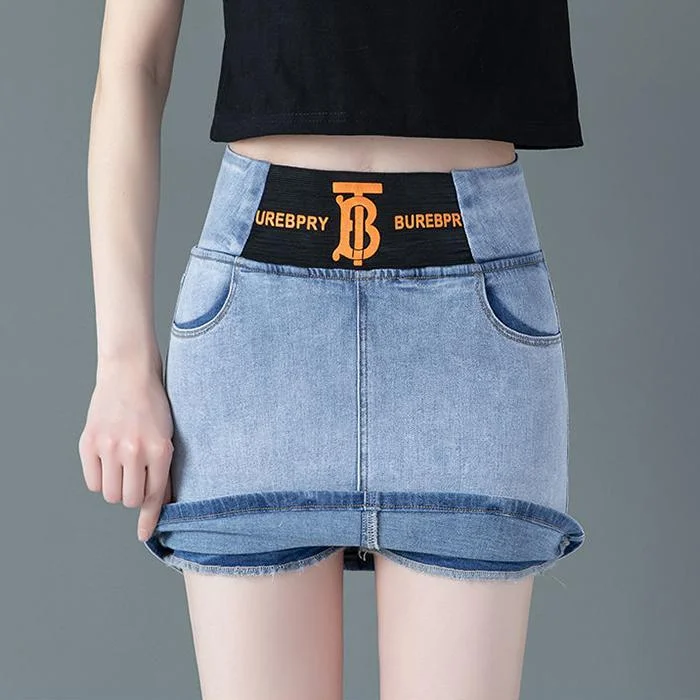 WTEMPO Summer Women Denim Shorts Jeans Washed Denim High Waist Casual Shorts Sexy Skirt midi skirt versatile