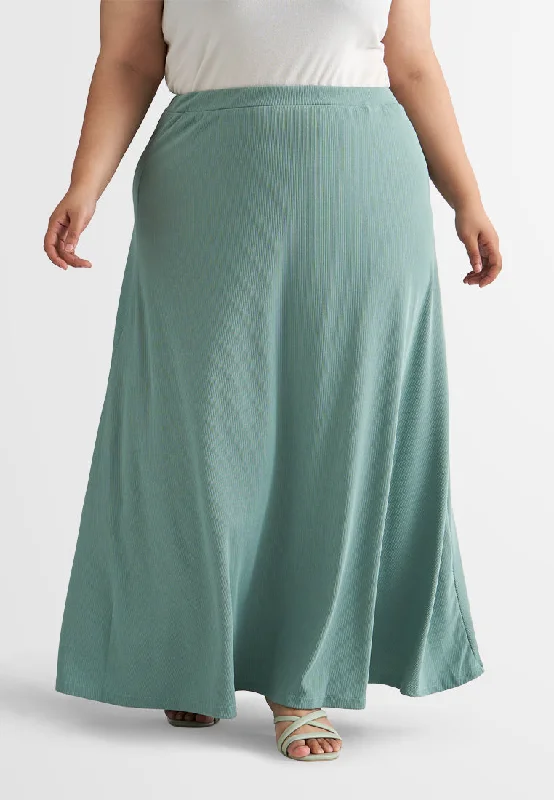 Safura Relax Ribbed Quarantine Flare Skirt linen skirt light